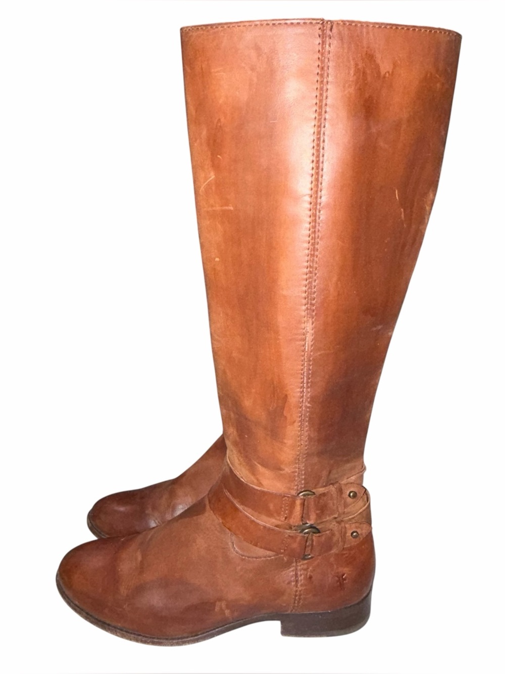 Frye Brown Leather Melissa Belted Tall Boots size 7